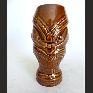 NEW MAORI HEADHUNTER TRIBAL TATTOO BROWN CERAMIC TIKI MUG